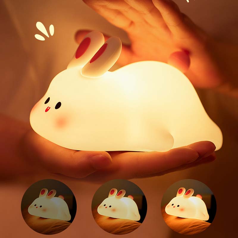 Luz Nocturna Conejo de Silicona: Suavidad y Seguridad Nocturna