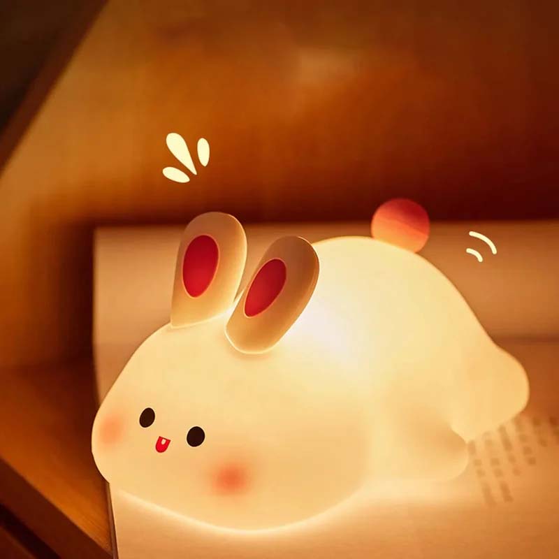 Luz Nocturna Conejo de Silicona: Suavidad y Seguridad Nocturna