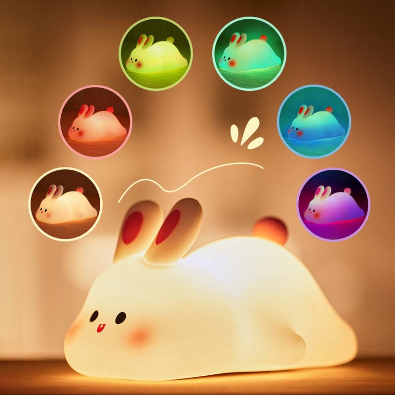 Luz Nocturna Conejo de Silicona: Suavidad y Seguridad Nocturna